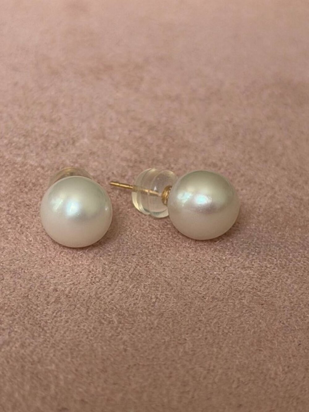 Genuine AKOYA Pearl Earrings 18K Gold 8mm White Japanese Pearl Stud Earrings